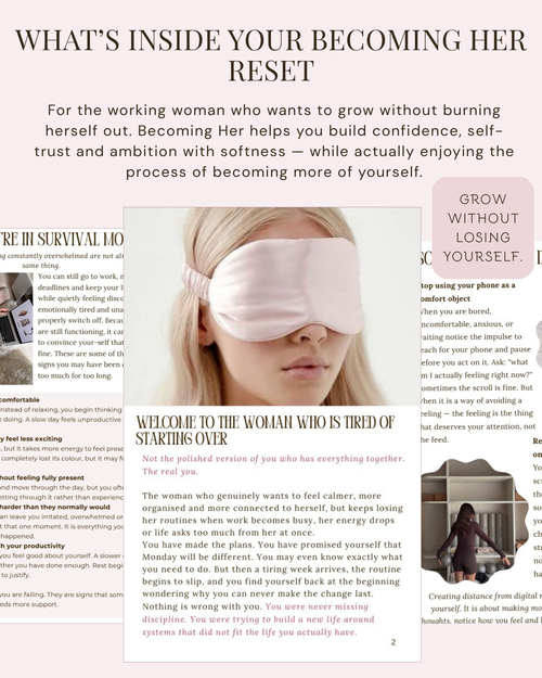 Becoming Her Reset for Working Woman – 70-Page Digital Self-Growth Workbook