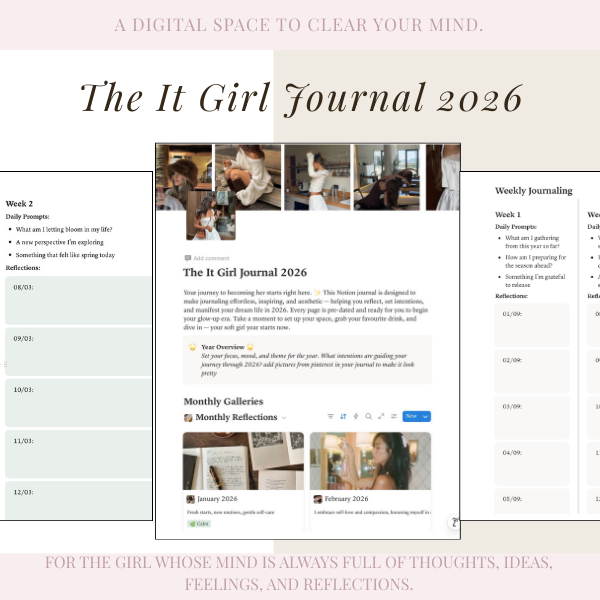 It Girl Journal 2026 | Notion Journal for Reflection, Goals & Growth