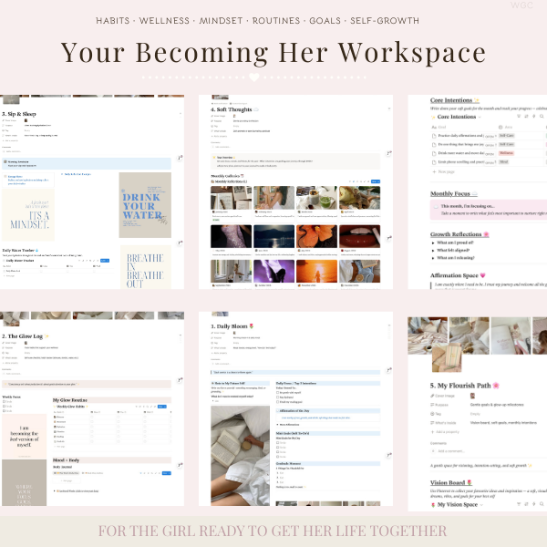 Becoming Her Notion Habit Tracker & Personal Growth Planner