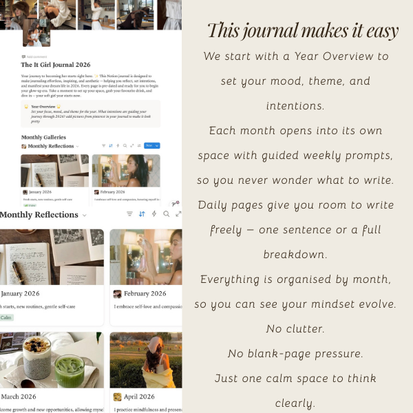 It Girl Journal 2026 | Notion Journal for Reflection, Goals & Growth