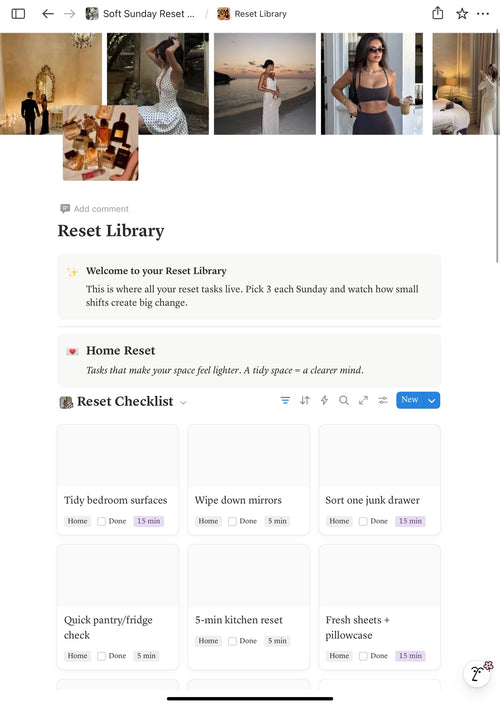 Free Sunday Reset Dashboard | Notion Weekly Planner Template