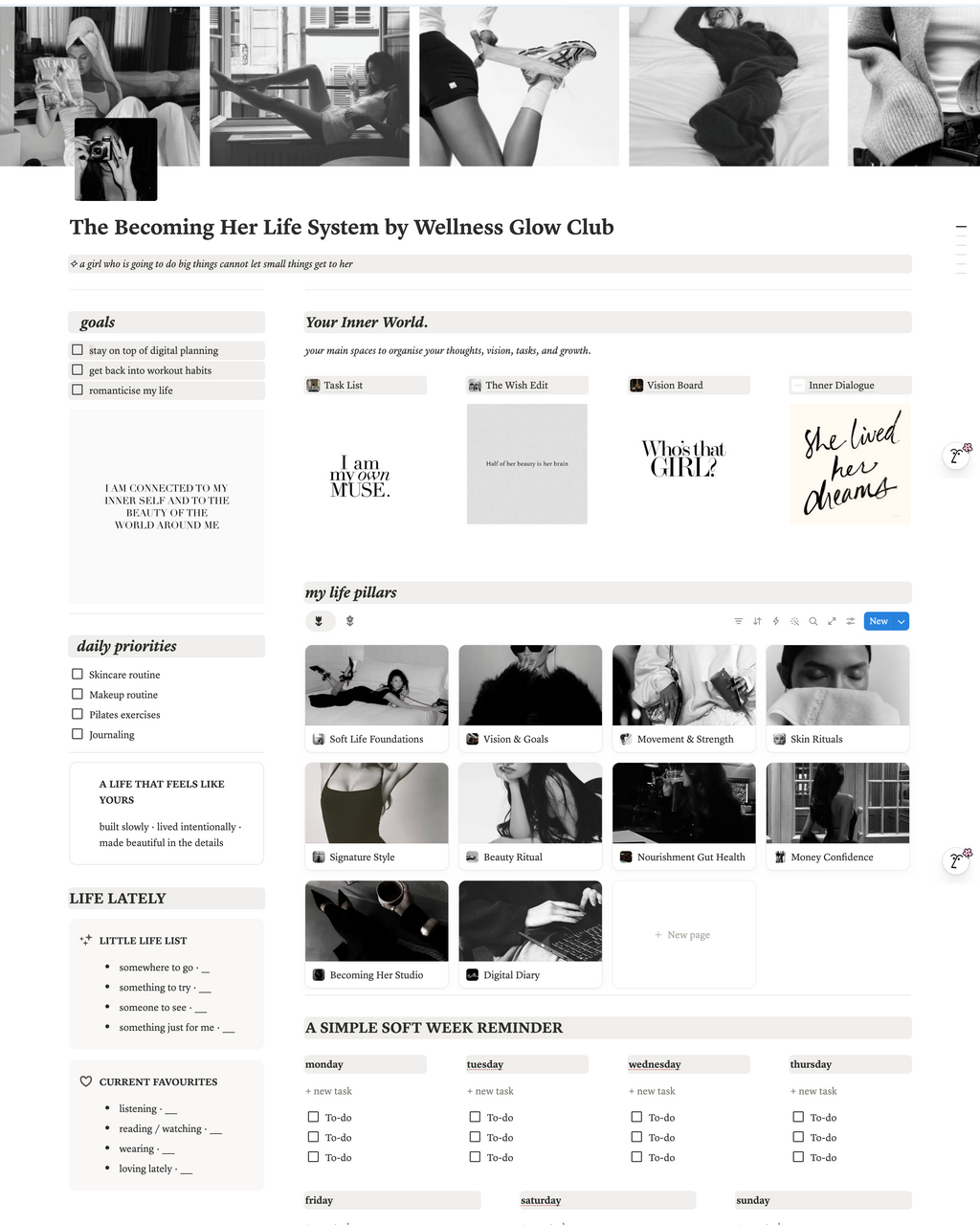 Soft Girl Life System | Becoming Her Notion Planner for Women
