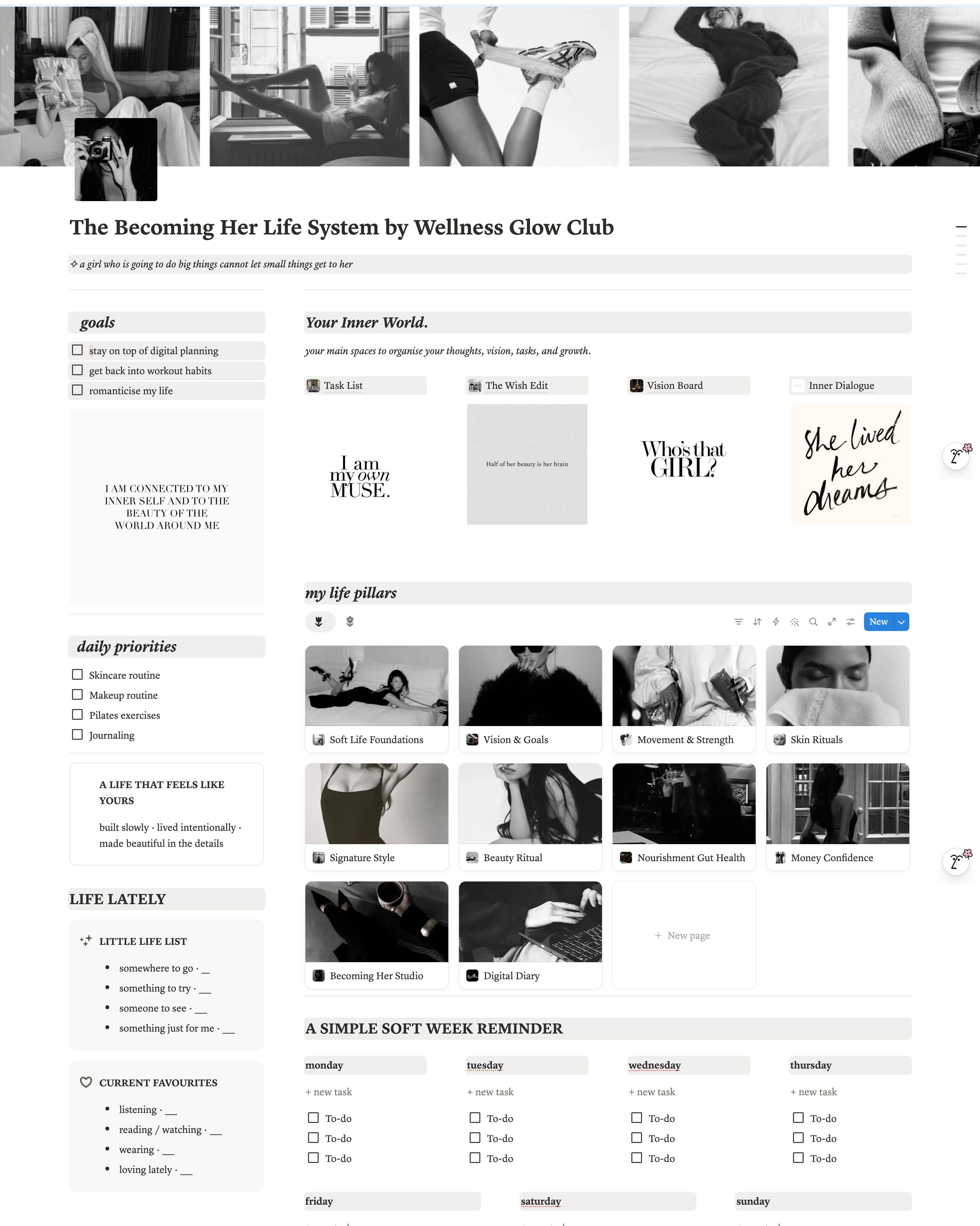 Soft Girl Life System | Becoming Her Notion Planner for Women